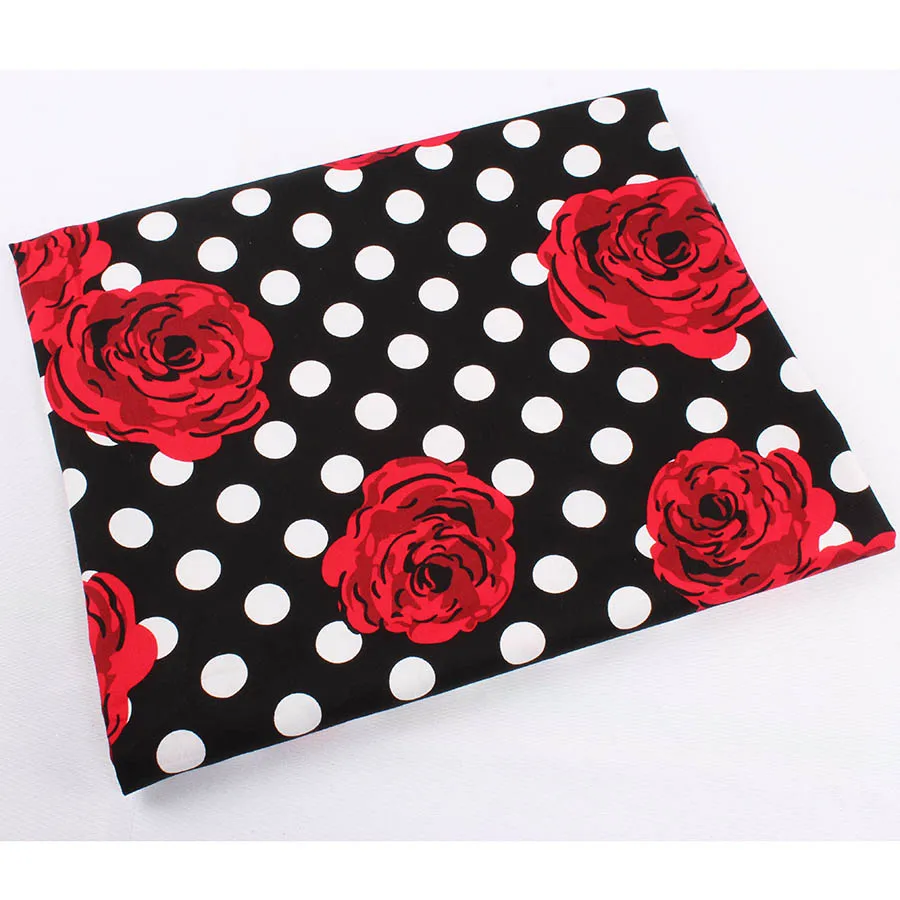 Маленькие точки горячие красные розы цветочный узор хлопок твил ткань для