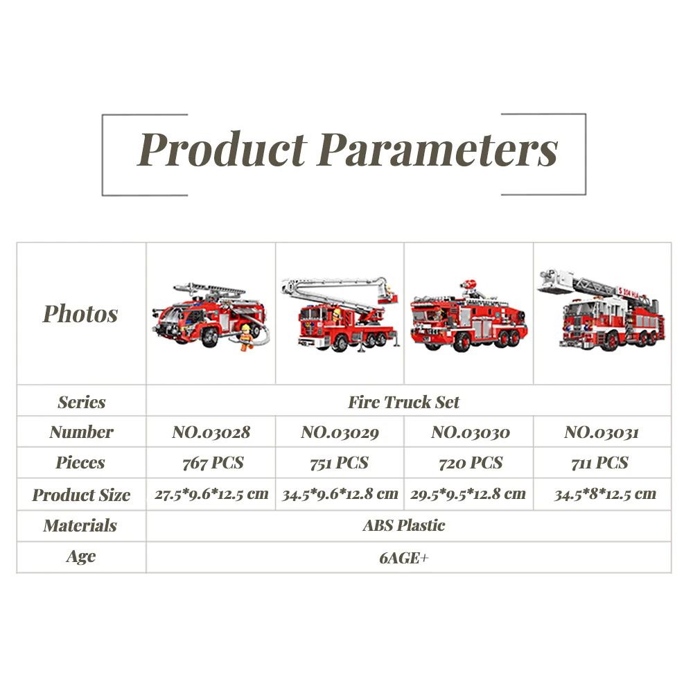 

Fire Truck Bricks Children's Day Gifts Assembled DIY City Construction Creator Puzzle In Bulk Building Blocks Toys