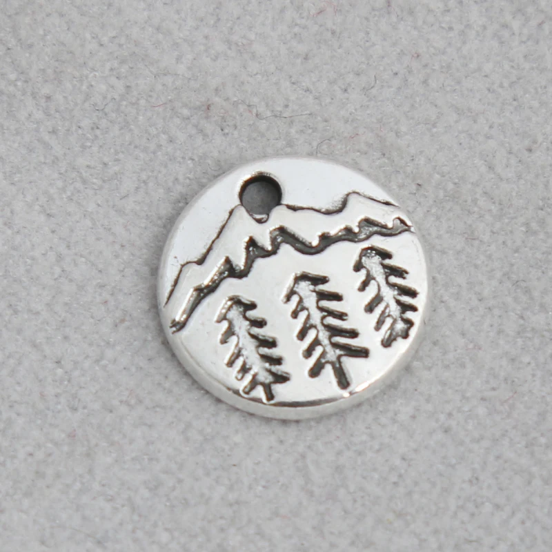 

Fashion Vintage Single Side Round Mountain exquisite Charms For Camper 10mm 100pcs AAC1249