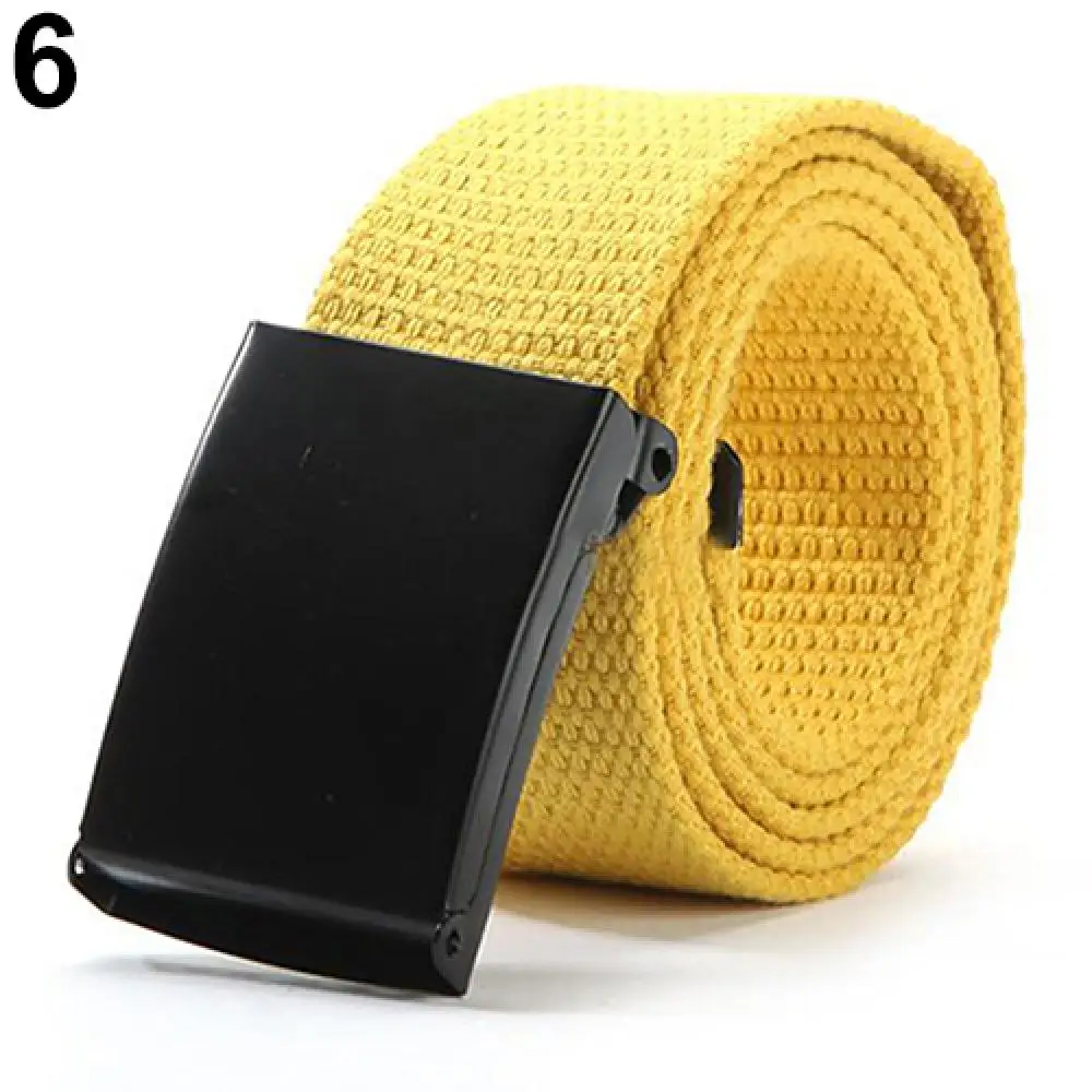 

Unisex Military Casual Solid Color Plain Webbing Canvas Waist Belt Waistband