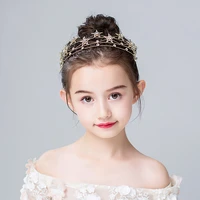 elegent gold headbands crystal star tiara crowns handmade hairbands for kids children hair accessories party bridemaid gifts