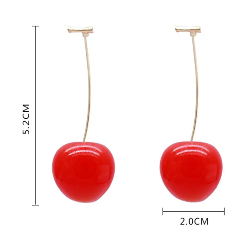

gold Earrings Women Girls Resin Round Dangle sweet Red Cherry Fruit Earrings girls Jewelry