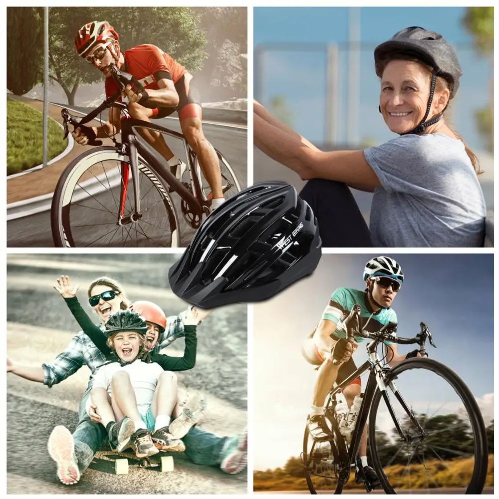 

WEST BIKING Bicycle Helmet Ultralight Integrally-mold Sports Safely Cycling Cap Adjustable Head Size Men Women MTB Bike Helmet