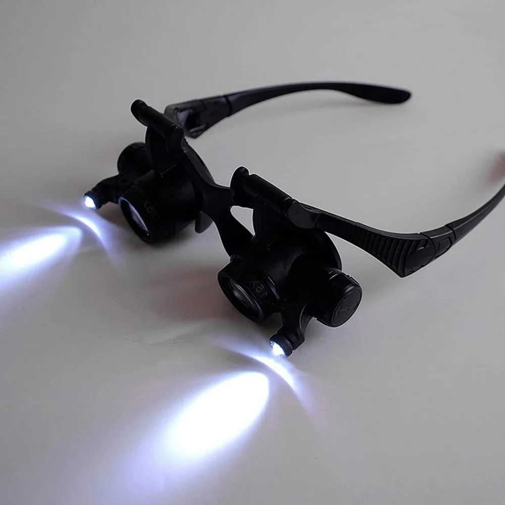 Увеличительное стекло с 2 светодиосветодиодный повязка на голову для ремонта