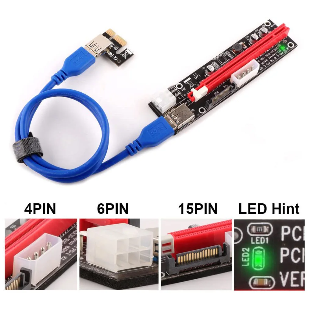 6/10 шт. 4 контактный 6 разъем SATA Power PCI Express 16X карта расширения слота USB 3 0 E 1x до 16x PCIE