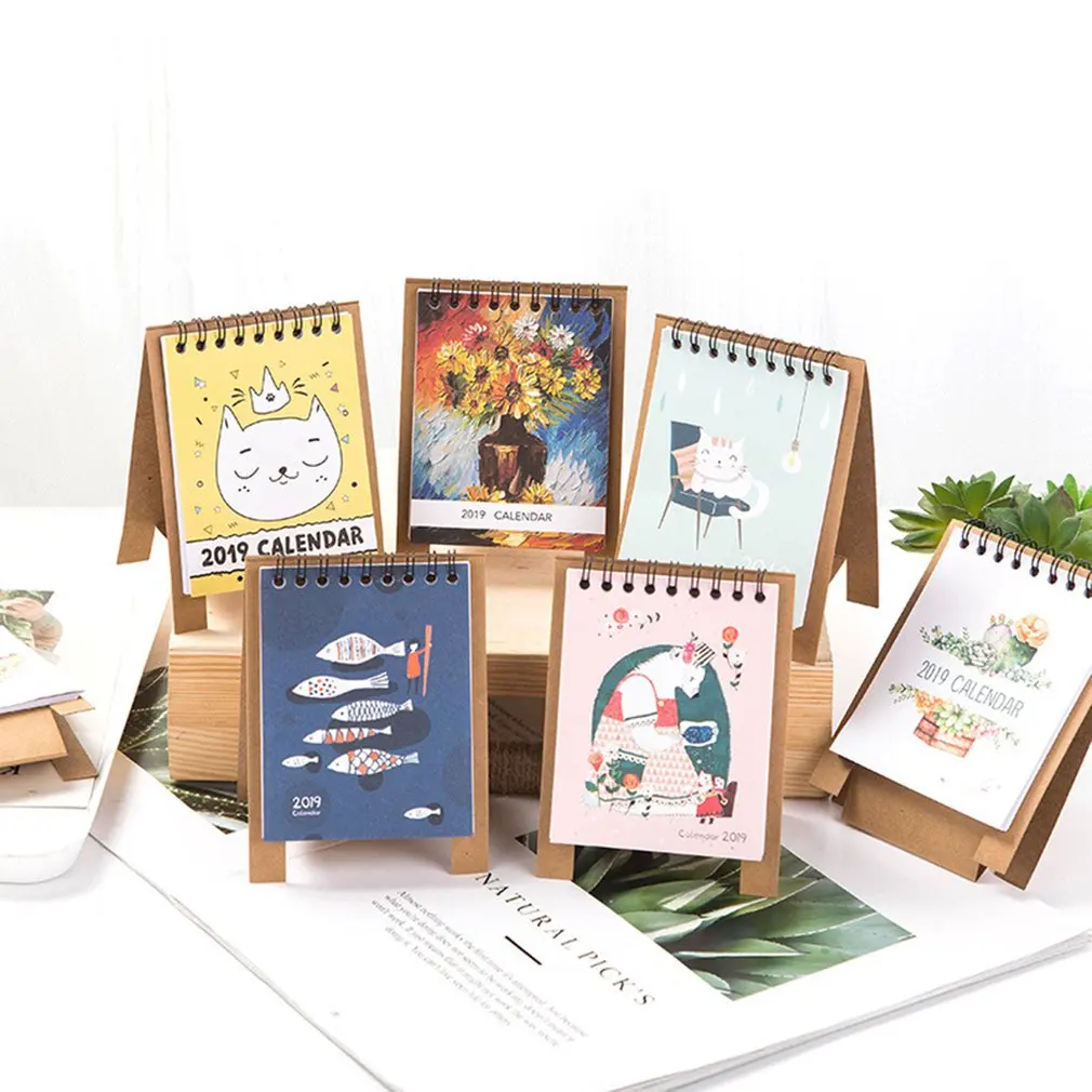 2019 Набор креативных милых настольных календарей напоминаний Kawaii канцелярских принадлежностей Лунный DIY планировщик.