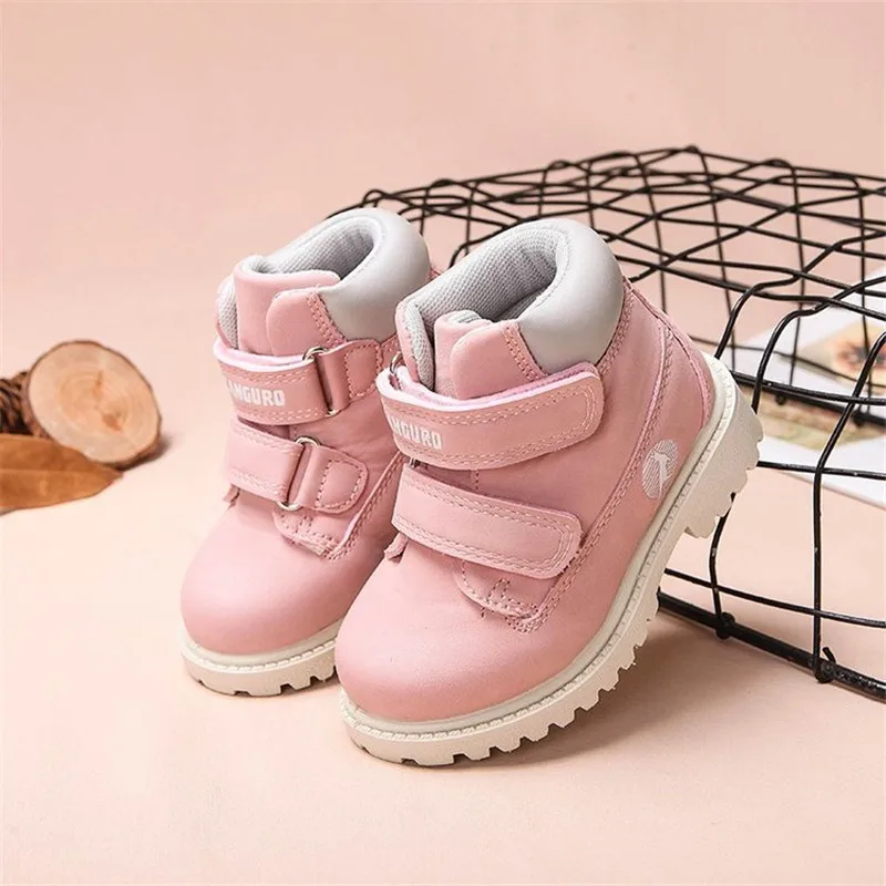 Детские ботинки из ПУ кожи унисекс водонепроницаемые с резиновой подошвой для