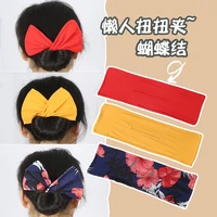 new women elegant solid print bun diy hairstyle making hold long tools bow headband hairbands fashion hair accessories