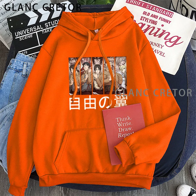 

Kawaii Attack on Titan Hoodie Women Harajuku Ullzang Cartoon Pullover 90s Cute Printed Hoodie Korean Style Top Pullover Female