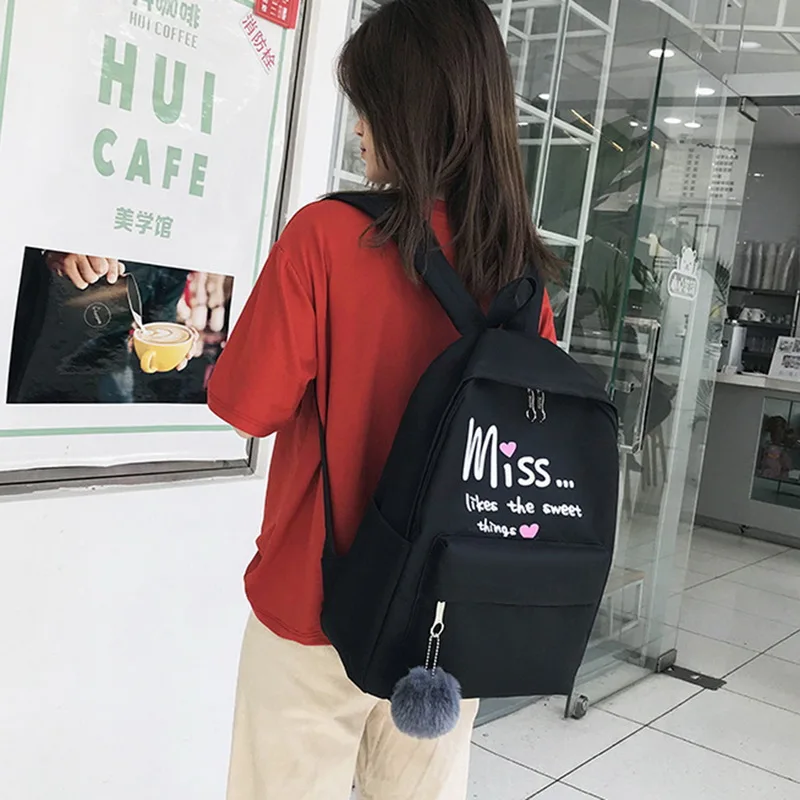 4 шт./компл. лента цепь с буквенным Mochila рюкзак туристические рюкзаки для отдыха школьные рюкзаки для девочек-подростков, школьный рюкзак