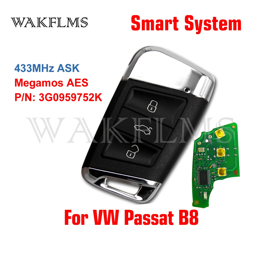 Умный ключ без ключа 3G0 959 752 MQB 434 МГц ID88 для VW Volkswagen Passat B8 2018 2019 K|Ключ от авто| |
