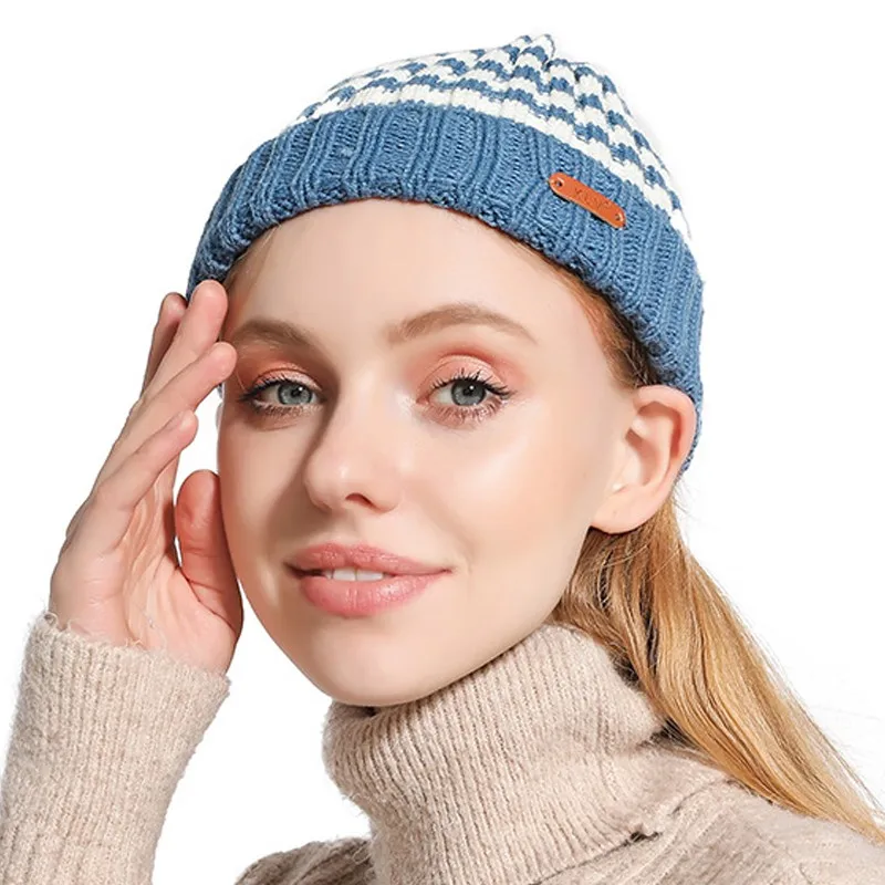DeRuiLaDy 2019 новые женские осенние зимние вязаные двухцветные меховые шапки для