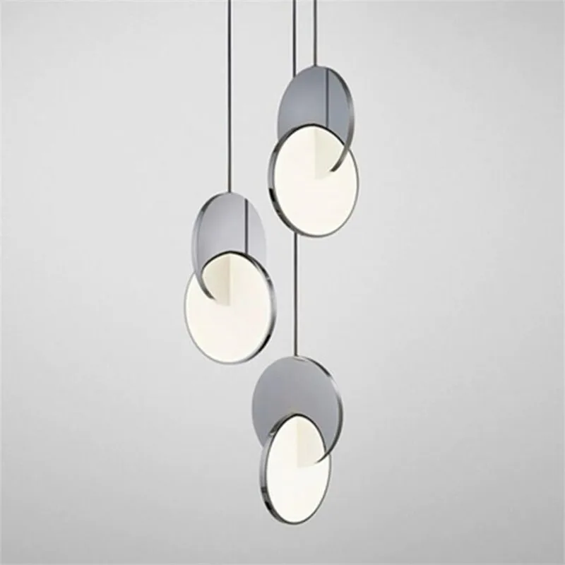 

Post-modern Simple Designer Led Pendant Light Foyer Hall Dining Room Loft Silver/Gold Suspension Customized Lamp 2610