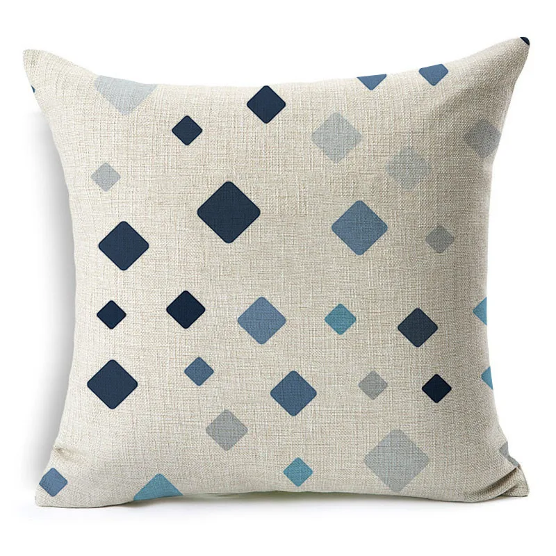 Новая простая синяя наволочка с геометрическим рисунком диван квадратная