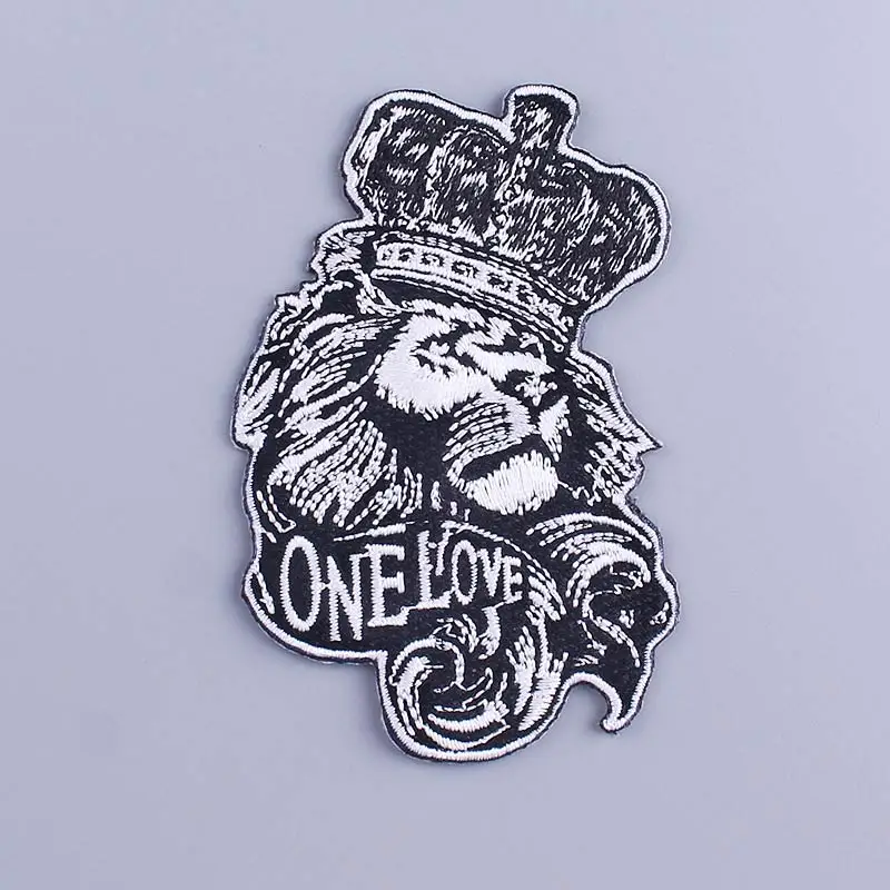 

Lion/Punk Patch Skeleton King Patch Iron On Patches On Clothes Stripe Sticker Embroidered Patches For Clothing Applique Sewing