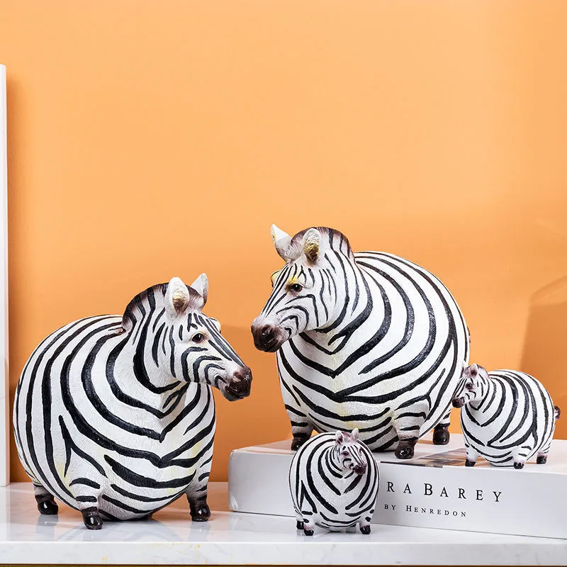 

Escultura nórdica de resina, artesanato, adorável, barriga grande, zebra, estatuetas, decoração de casa, escritório, sala de