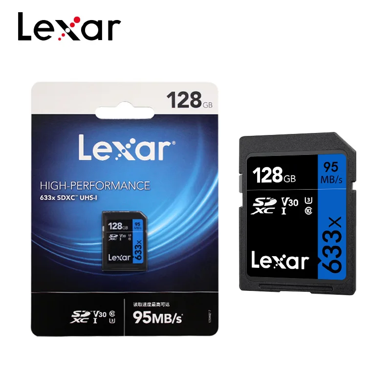 

Original Lexar Memory Card 633x 32GB 128GB Class 10 UHS-I High Speed 95M/s 64GB U3 V30 SD Card For 1080p Full HD 4K Camera