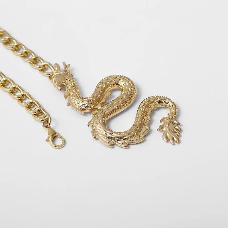 Пояс с драконом Женский тонкая универсальная цепь для брюк в стиле хип-хоп модный