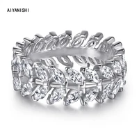aiyanishi 925 sterling silver band ring for women leaves thick band rings shiny office lady versatile finger band ring for women
