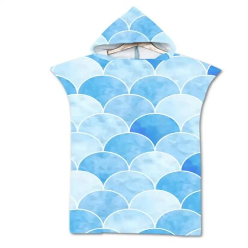 

Adult new digital printing fish scale beach towel microfiber dressing robe quick-drying hooded bath towel swimming surfing beach