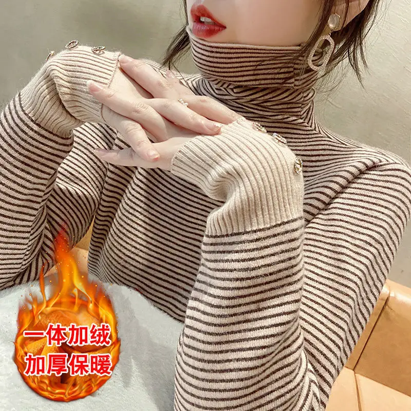 

High Collar Base Shirt Women 's Autumn and Winter New Fashionable Thickened Heaps Collar Sweater