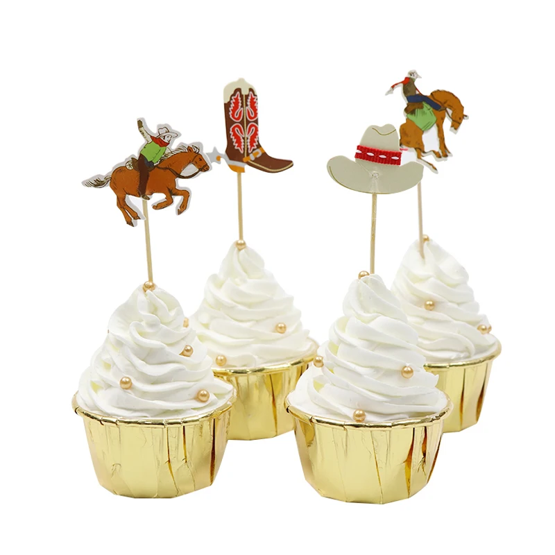 LINVIERLOVE 24 шт./упак. ковбойский Топпер для капкейков детей на день рождения Западная