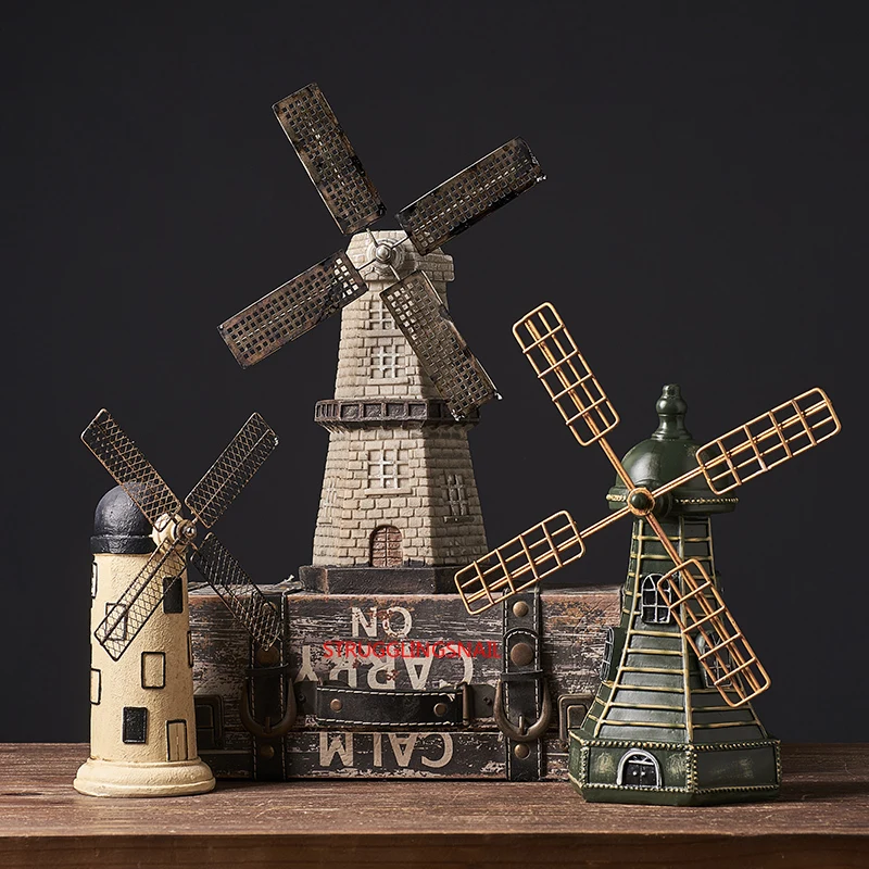 

Nordic Retro Windmill Model Miniatures Holland Windmill Craft Gift Ornaments Home Living Room Desktop Decorations