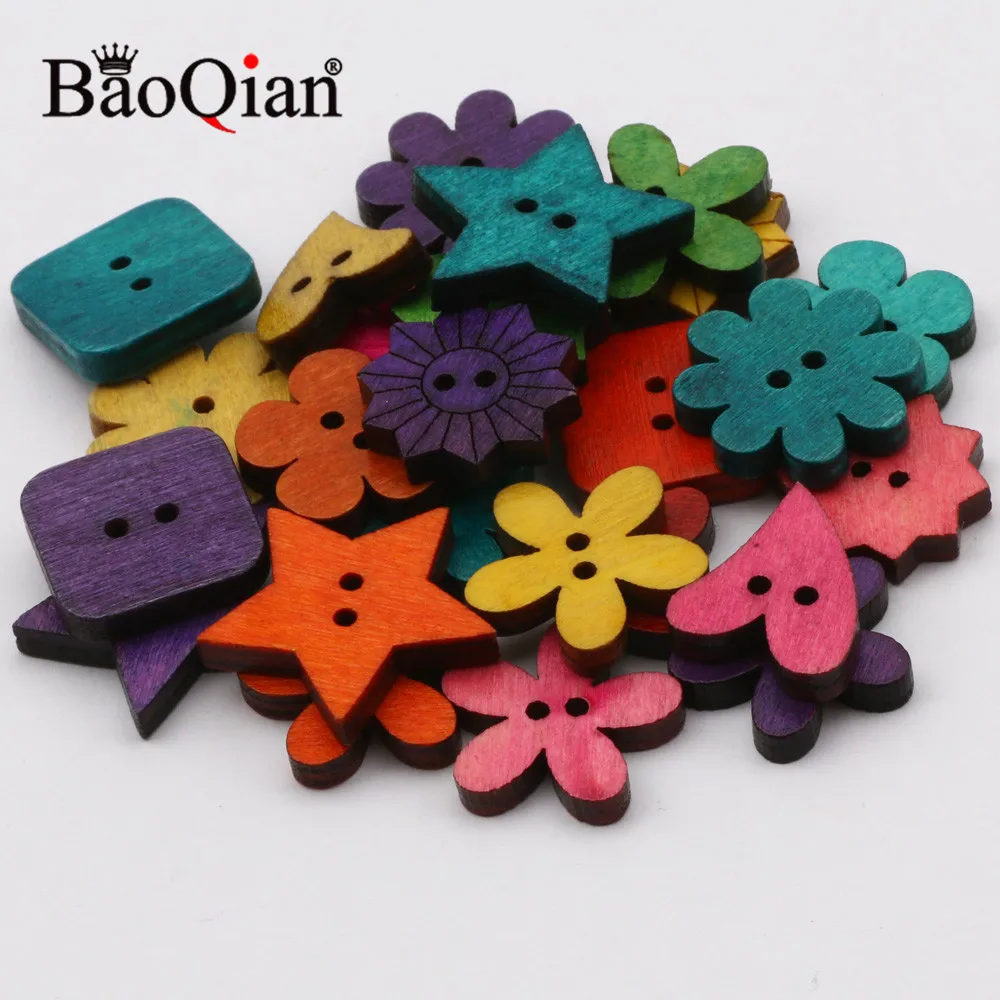 

50 шт смешанные формы натурального дерева 2 кнопки отверстия ручной работы аксессуары для шитья одежды Diy украшения дома скрапбук 16-23 мм