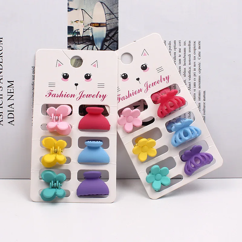 

6 Pcs/sets Hair Clips For Baby Girls Small Hair Crab Claw Hairpin Pure Color Flower Barrettes Mini Hairpin Fashion Accessories