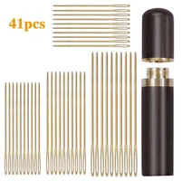 lmdz 41pcs hand sewing needles with wooden needle case 4 size big eye hand sewing needles 3 different sizes for leather diy