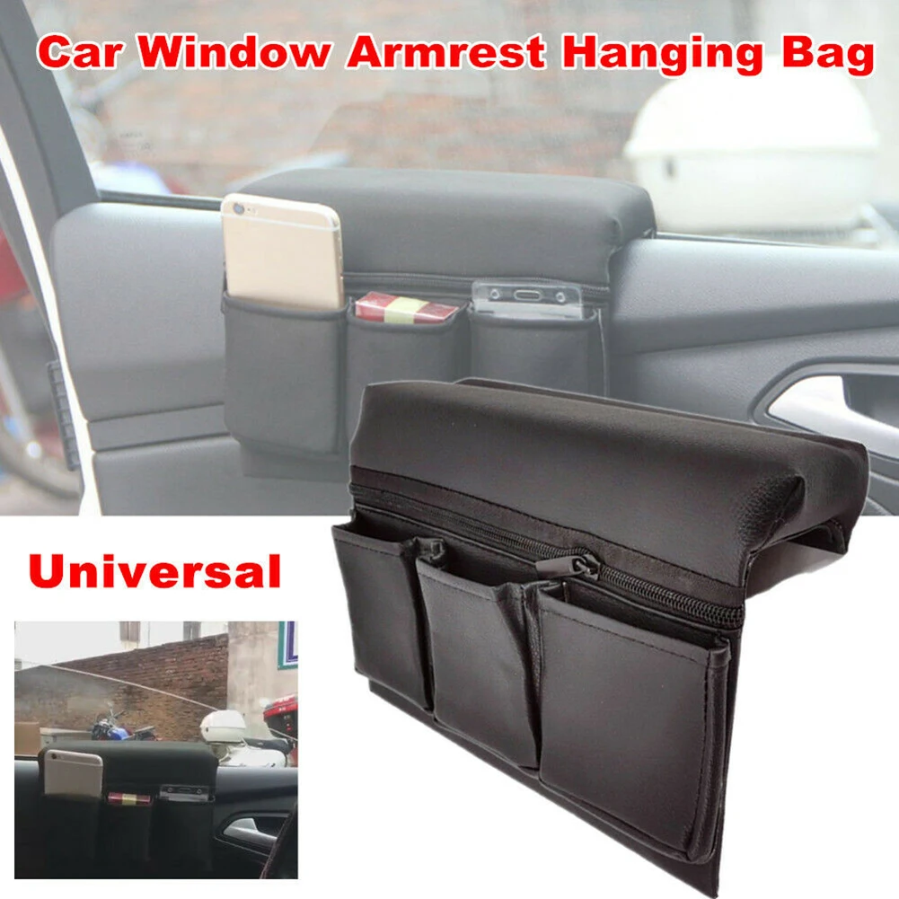 

1pc Car Storage Box Armrest Black Hanging Bag Organizer Storage Pocket