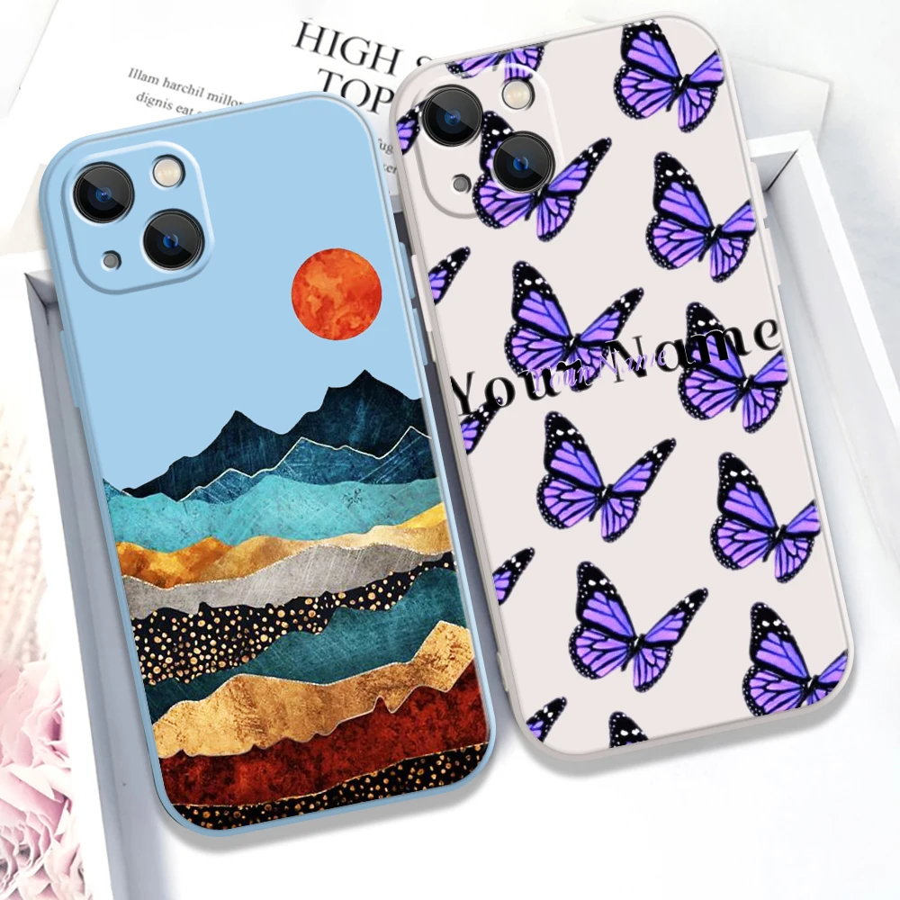 

Gold Mountain Butterfly Phone Case For iPhone 11 12 13 Pro MAX 6 6S 7 8 Plus 13 12 Mini X XR XS MAX Funda Coque Carcasa Cases