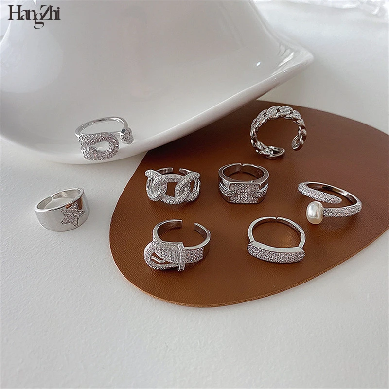 Винтажные Изысканные кольца Hangzhi с микроинкрустацией из циркония