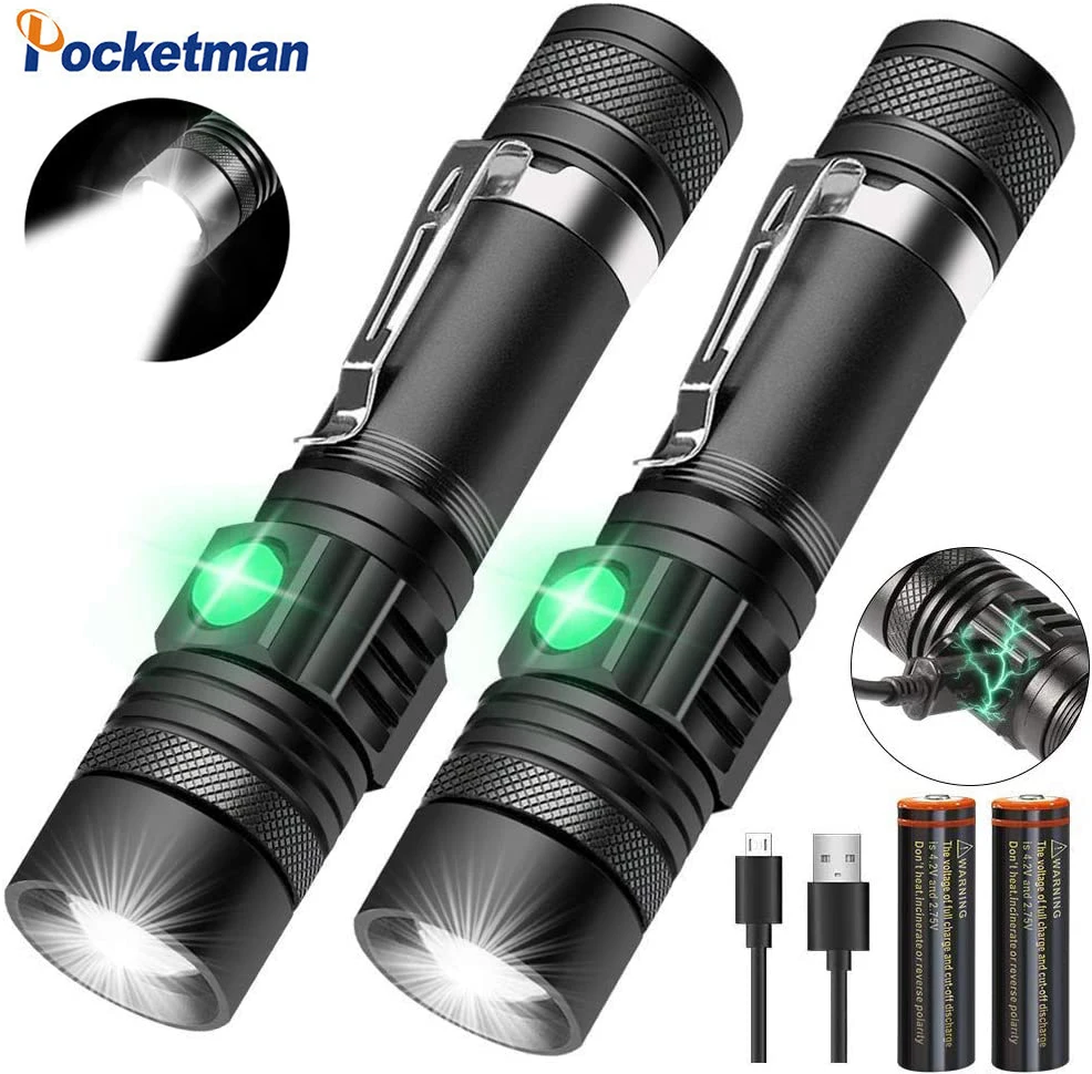 Суперъяркий светодиодный фонарик POCKETMA перезаряжаемый от USB T6/L2/V6 фсветильник рь