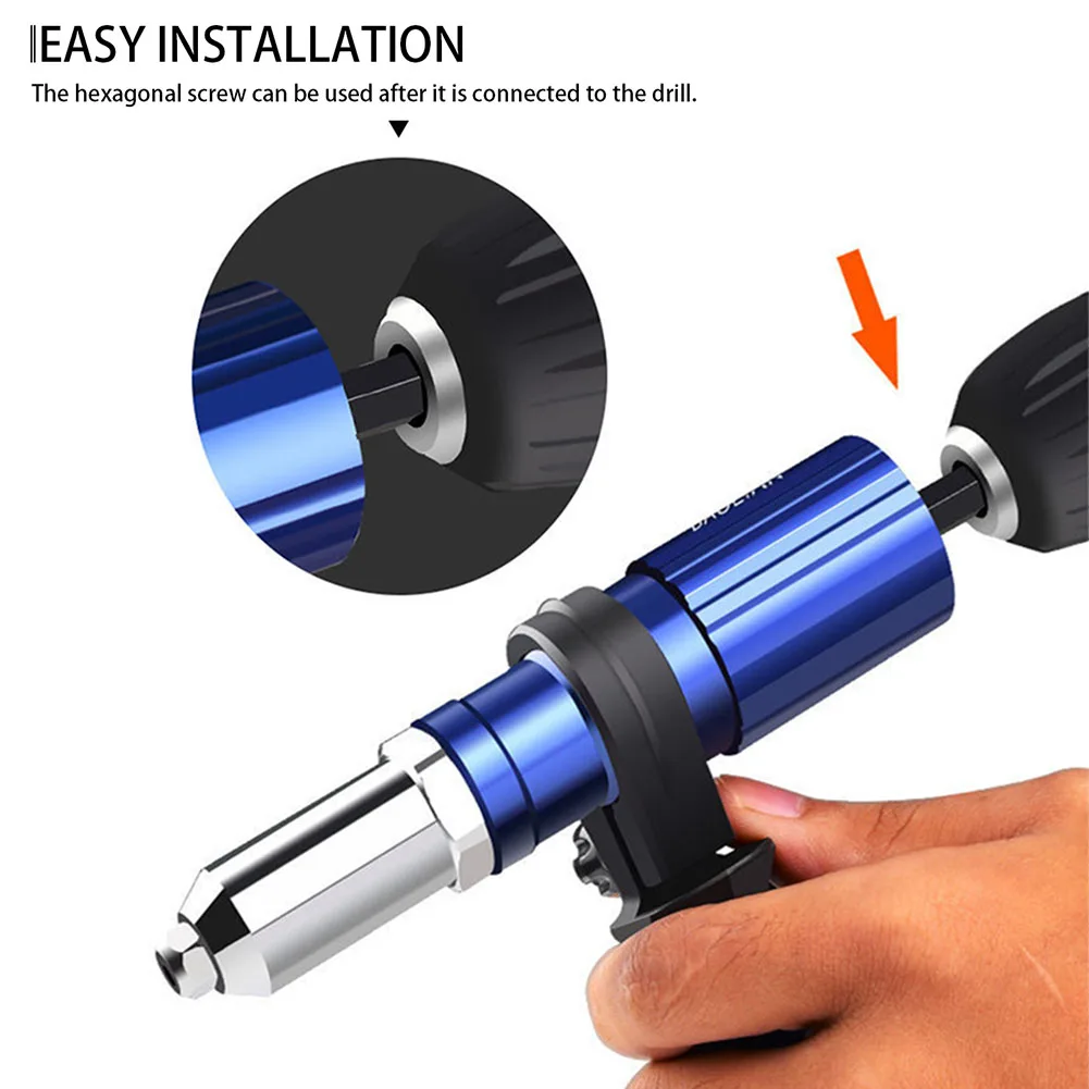 

Tool Ergonomic Power Drill Cordless Riveting Professional Rivet Adapter Set Anti Slip Electric Wrench Home Portable Replacement
