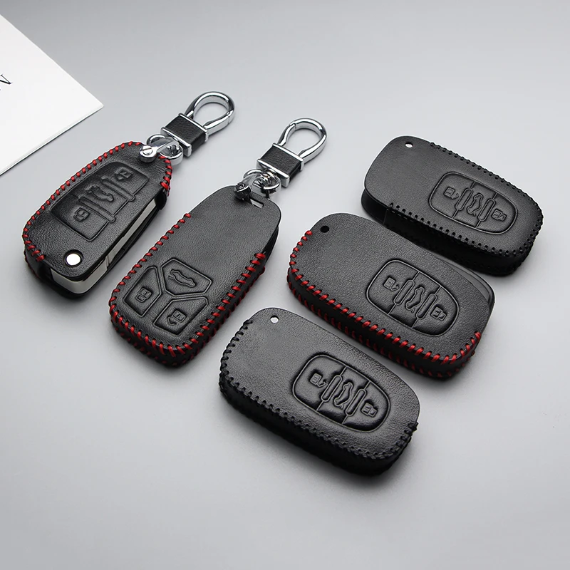 Кожаный чехол для ключей автомобиля пульта дистанционного управления Audi A1 A3 A4 A6 Q3