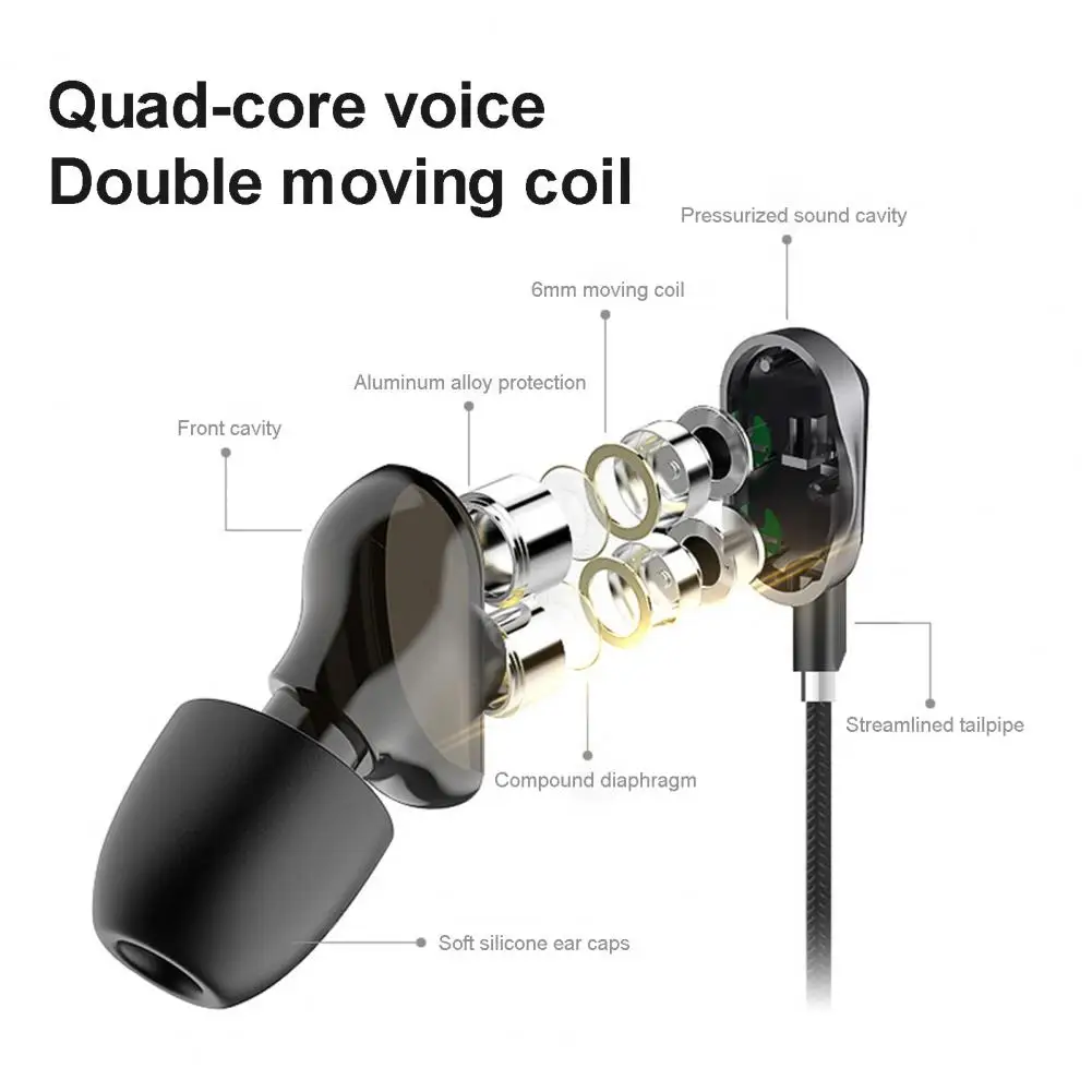

HOT SALESNew Arrival In-Ear Wired Earphone Dual Dynamic Coil 4-Speaker Stereo Headphone Earbuds Decor
