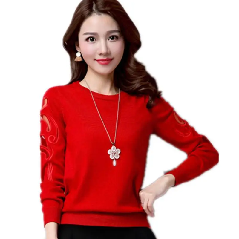 

Women knitting Pullover 2020 New Female Autumn Winter Sweater　Femme Korean Version Hollow Out Tops Women's All-match Sweater