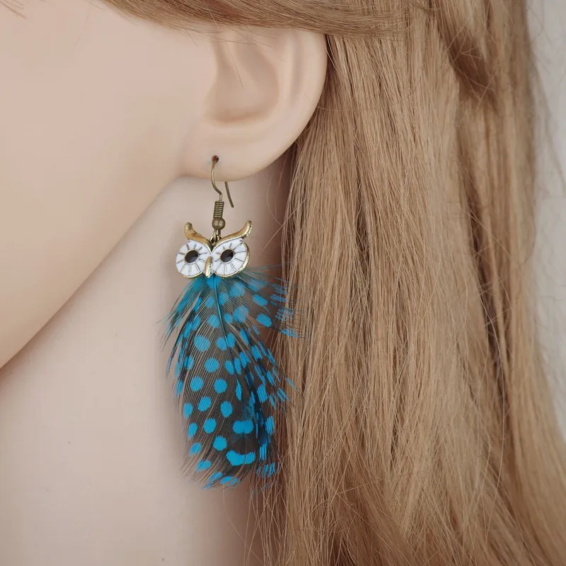 

Fashion charming animal earrings new temperament personality owl feather earrings wild jewelry women gifts