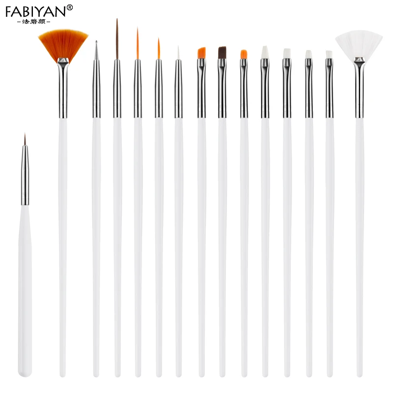 Кисть для дизайна ногтей 15 шт./компл. подводка рисование веер плоская точечная