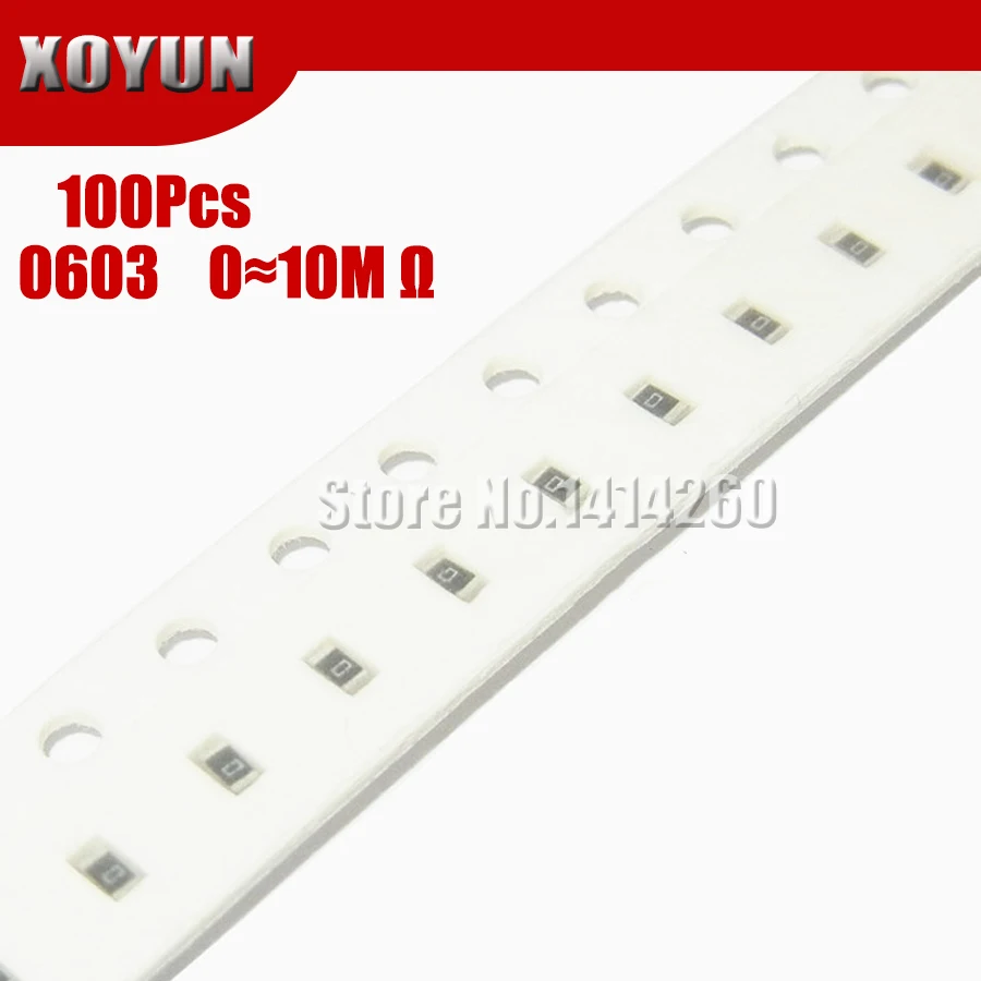 

100pcs 0603 SMD 1/8W chip resistor resistors 0 ohm ~ 10M 0R 1K 4.7K 4K7 10K 100K 1 10 100 220 330 ohm 0R 1R 10R 100R 220R 330R