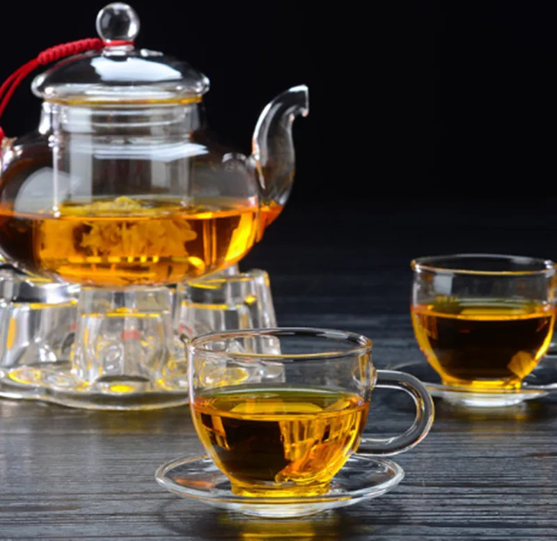 Стеклянная чашка маленькая чайная чайный набор кунг фу с тарелкой ручкой