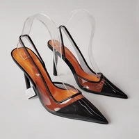 women shoes orange casual heels 2021 transparent stiletto pointed pumps sandals ladies white comfortable black latest fine summe