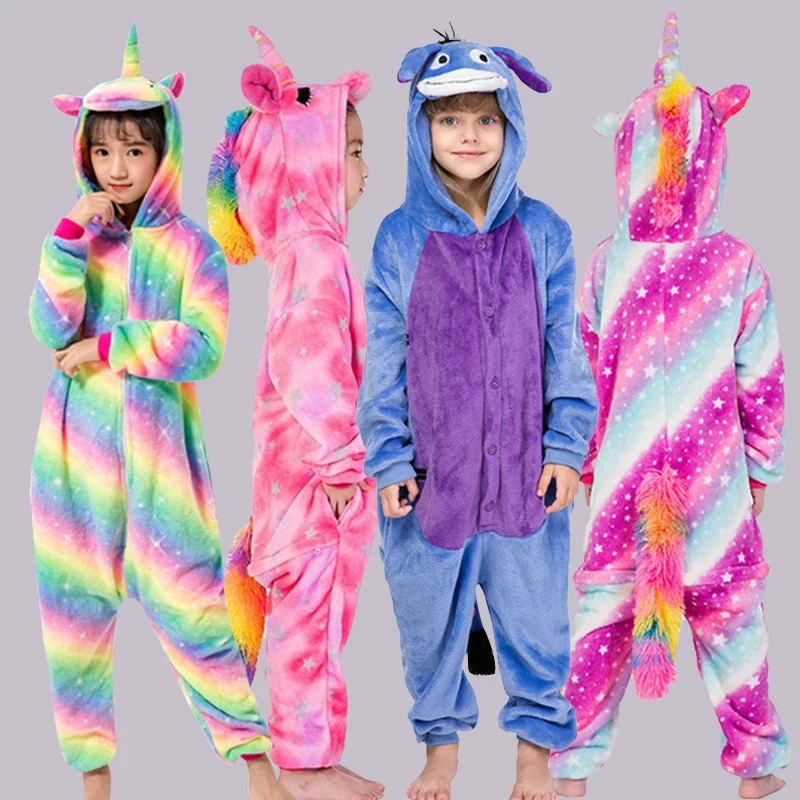 Зимние пижамы для мальчиков детские Кигуруми косплея одежда сна пижама девочек