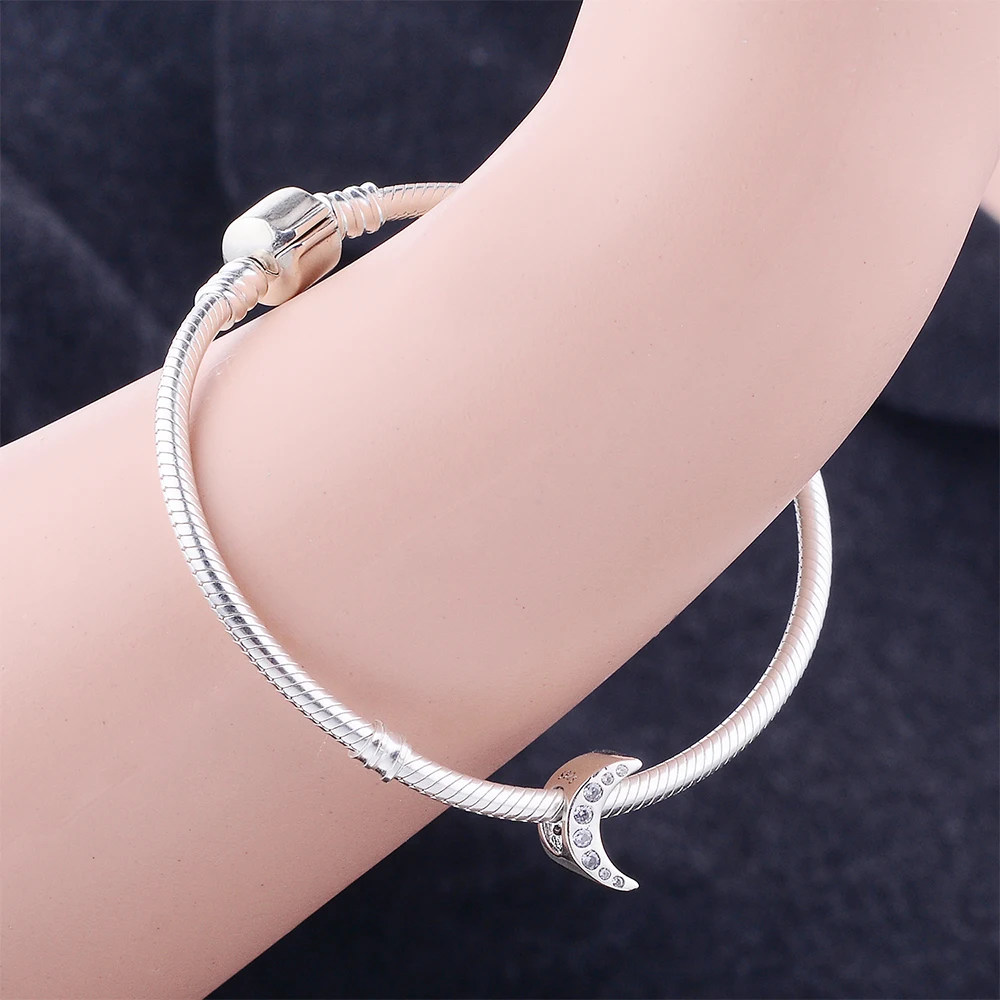 Лунная бусина с прозрачным кристаллом циркония подходящий для оригинального