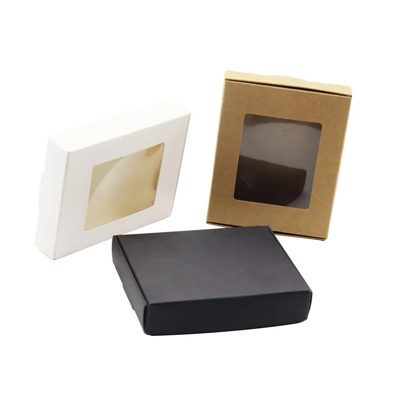 24 шт., 10x8x2 см, белая/коричневая/Черная бумажная маленькая Коробка для мыла, картонная мини-коробка из крафтовой бумаги для упаковки ювелирных изделий