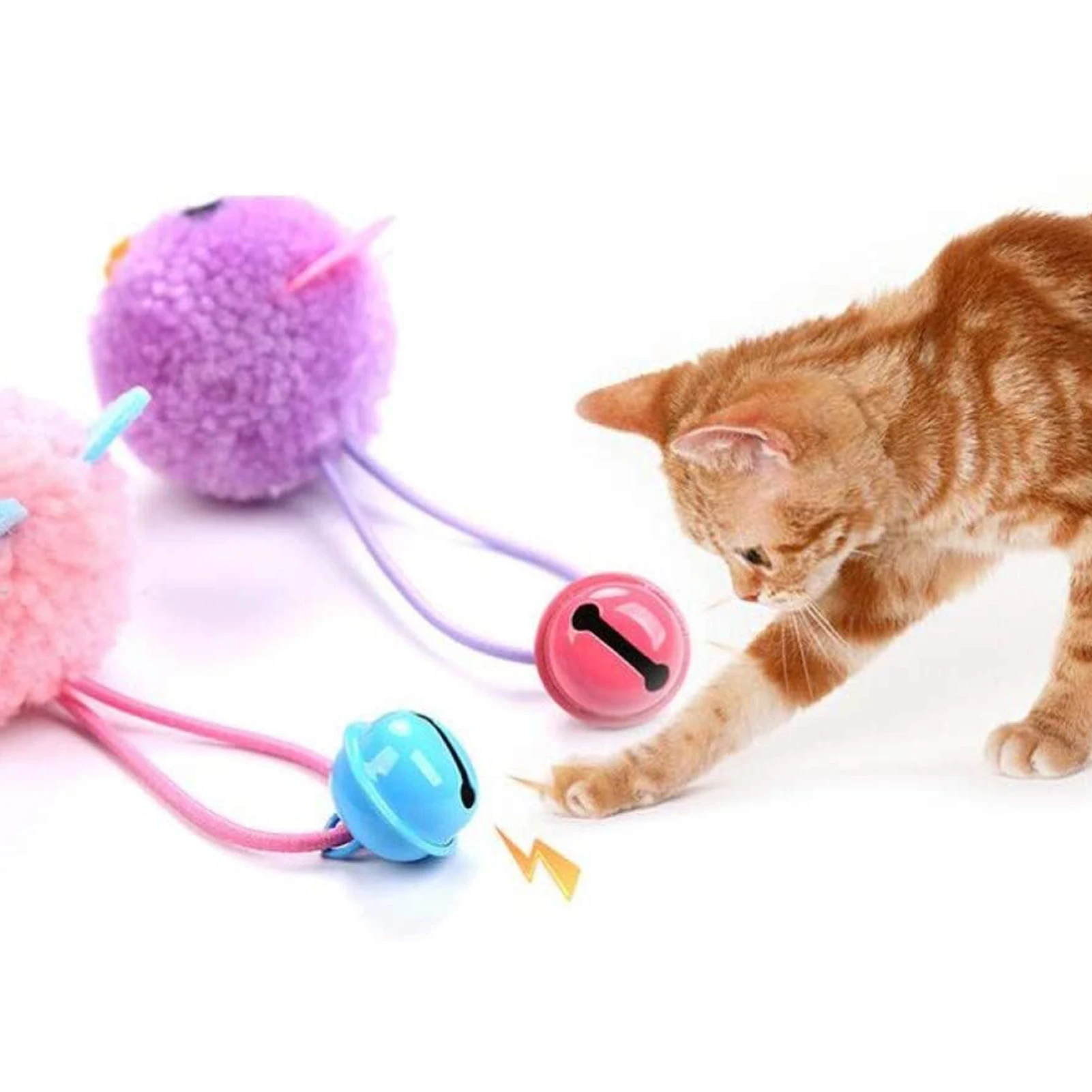 

Cat Interactive Toys for Indoor Cats/Kitten Mouse Cat Toys with Large Jingle Colorful Plush Mouse Head Shape Bells