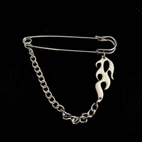 retro personality hip hop flame chain pin accessories flame brooch couple chain design suit accessories men and women decoration