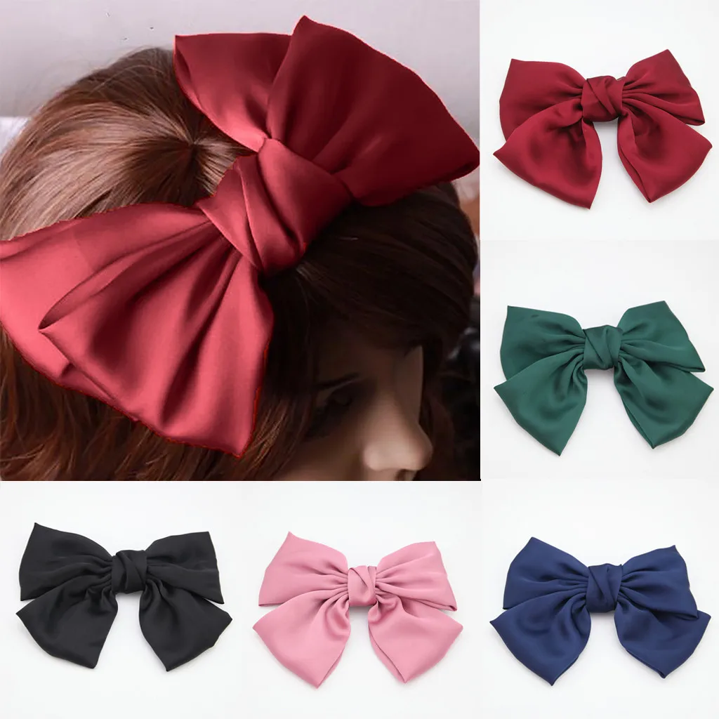 Однотонный зажим для волос с бантом женские аксессуары заколка девочек