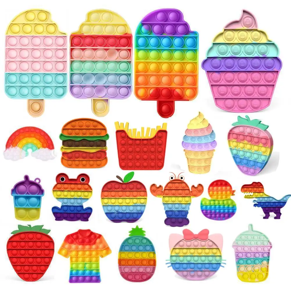 Juguetes blandos para aliviar el estr&eacute;s para adultos y ni&ntilde;os, juguetes antiestr&eacute;s para el autismo, burbujas de empuje de helado-0